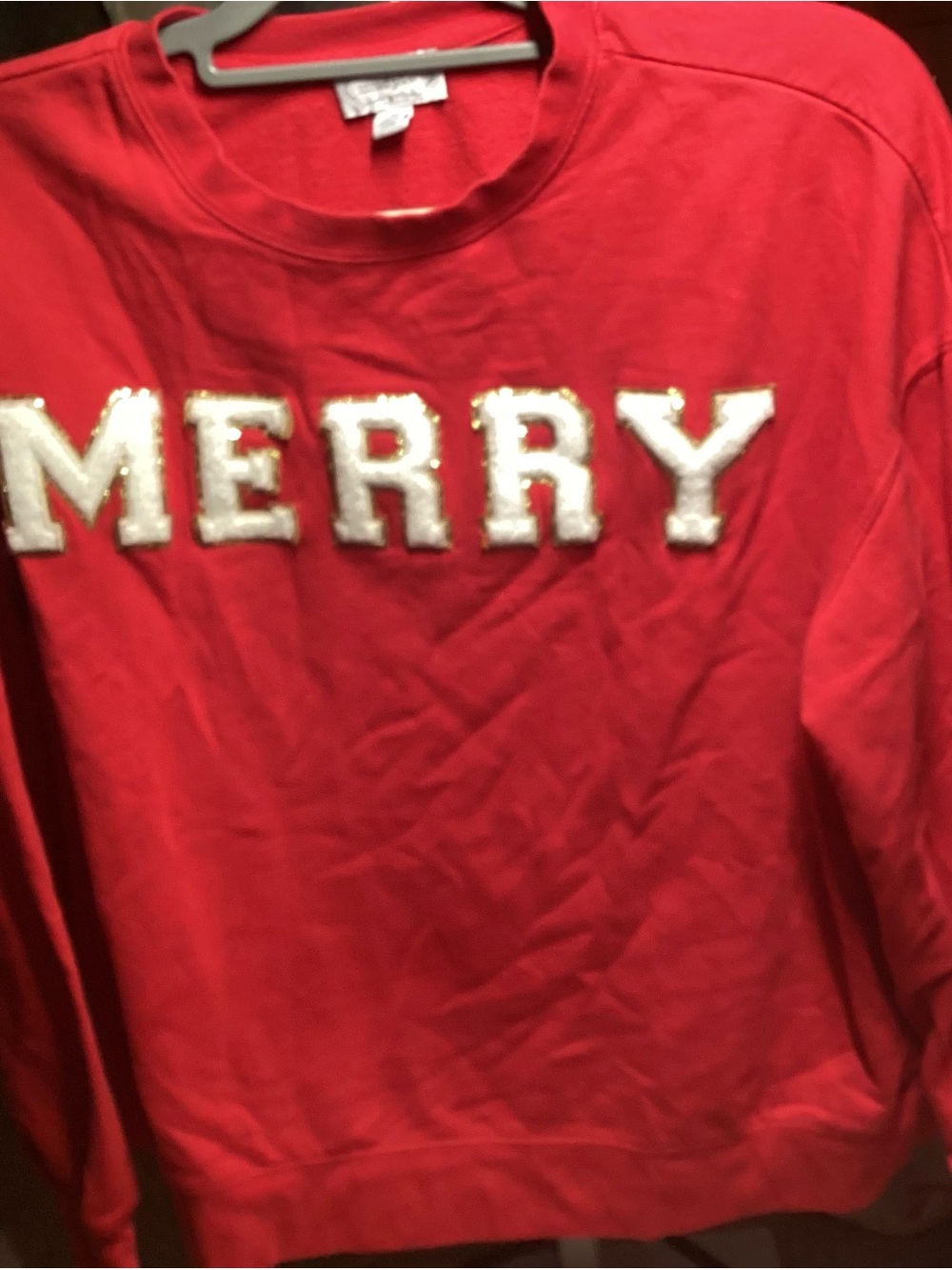 Mud Pie Red Sequin 'MERRY' Holiday Sweatshirt